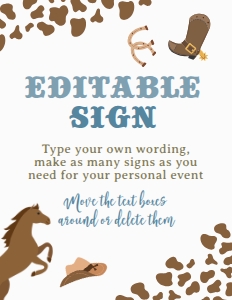 Rodeo Birthday Editable Sign  - www.printerfairy.com design preview