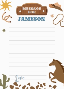 Cowboy Birthday  Time capsule card (5x7) - www.printerfairy.com design preview