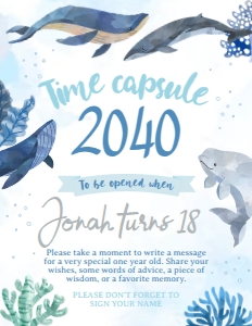 Whales Time Capsule (white, blue) - www.printerfairy.com design preview