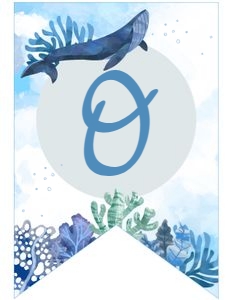 Whales Banner ONE (white, blue) - www.printerfairy.com design preview