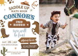 Rodeo Second Birthday Invitation with Photo - www.printerfairy.com design preview