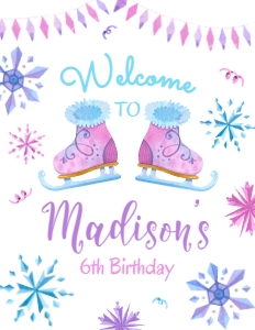 Ice Skating Welcome Sign 8.5x11 (White) - www.printerfairy.com design preview