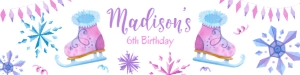 Ice Skating Water Bottle Label (pink, purple) - www.printerfairy.com design preview