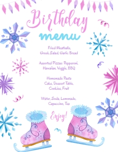 Ice Skating Menu (pink, purple) - www.printerfairy.com design preview