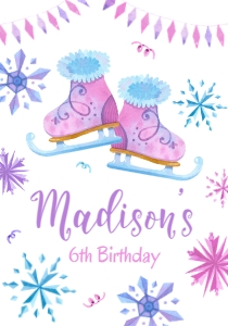 Ice Skating Drink Pouch Label (pink, purple) - www.printerfairy.com design preview