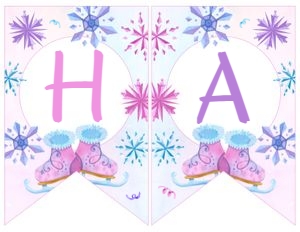 Ice Skating Banner Birthday (pink, purple) - www.printerfairy.com design preview