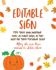 Little Pumpkin Editable Sign - www.printerfairy.com design preview