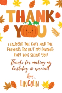 Little Pumpkin Thank You Card - www.printerfairy.com design preview