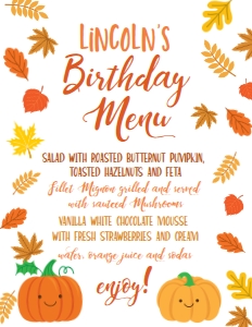 Little Pumpkin Menu - www.printerfairy.com design preview