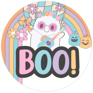 Ghost Hippie Halloween Topper (2x2) - www.printerfairy.com: Ghost Hippie Halloween Topper (2x2) - www.printerfairy.com