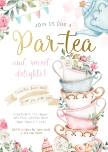 Tea Party  Invitation (pastels) - www.printerfairy.com design preview