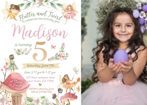 Fairies Birthday Invitation with Photo - www.printerfairy.com design preview