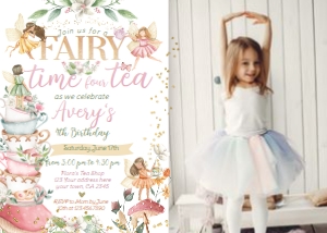 Fairies Time four Tea Invitation with Photo - www.printerfairy.com design preview
