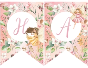 Fairies Happy Birthday Banner - www.printerfairy.com design preview