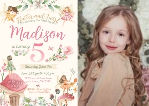 Fairies Birthday Invitation with photo (pink)- www.printerfairy.com design preview