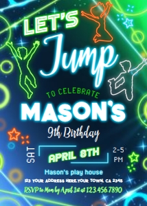 Jump Invitation (blue, green) - www.printerfairy.com design preview