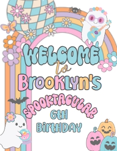 Ghost Halloween Party Hippie Halloween Welcome Sign (8.5x11) - www.printerfairy.com: Ghost Halloween Party Hippie Halloween Welcome Sign (16x20) - www.printerfairy.com