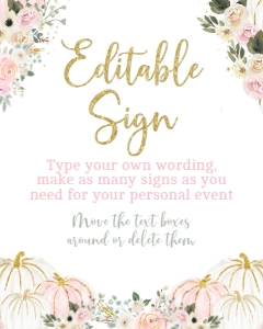Little Pumpkin Floral Editable Sign - www.printerfairy.com design preview