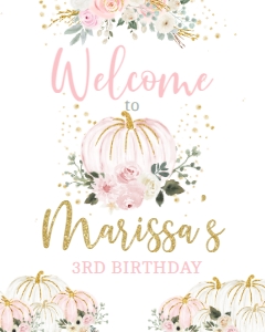 Little Pumpkin Floral Welcome Sign - www.printerfairy.com design preview