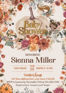 Pumpkin Fairies Baby Shower Invitation - www.printerfairy.com design preview