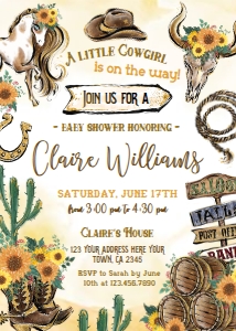 Cowgirl Baby Shower Invitation (rustic) - www.printerfairy.com design preview