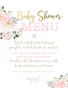 Little Pumpkin Baby Shower Menu (8.5x11) - www.printerfairy.com design preview