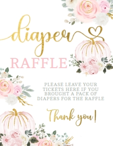 Little Pumpkin Baby Shower Diaper Raffle - www.printerfairy.com design preview