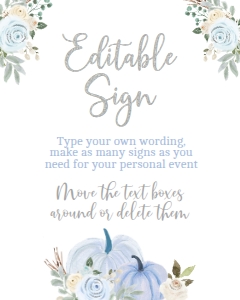 Little Pumpkin Floral Editable Sign - www.printerfairy.com design preview