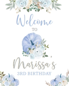 Little Pumpkin Floral Welcome Sign - www.printerfairy.com design preview