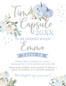 Little Pumpkin Floral Time Capsule - www.printerfairy.com design preview