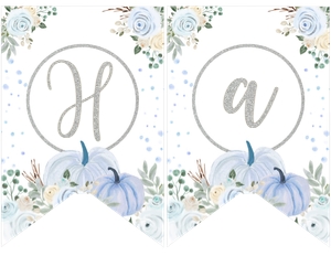 Little Pumpkin Floral Happy Birthday Banner - www.printerfairy.com design preview