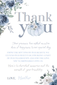 Floral Thank You Card Dusty Blue - www.printerfairy.com design preview