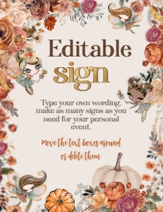 Pumpkin Fairies Editable Sign - www.printerfairy.com design preview