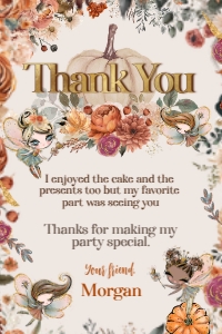 Pumpkin Fairies Thank You Card - www.printerfairy.com design preview