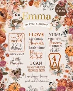 Pumpkin Fairies 1st Birthday Board - www.printerfairy.com design preview