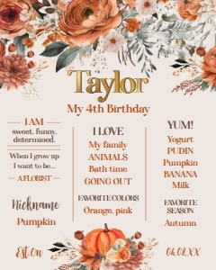 Pumpkin Floral Board (watercolor) - www.printerfairy.com: Pumpkin Floral Board - www.printerfairy.com