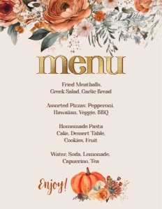 Pumpkin Floral Menu - www.printerfairy.com design preview