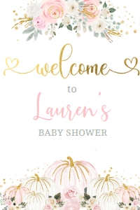 Little Pumpkin Baby Shower Welcome Sign - www.printerfairy.com design preview