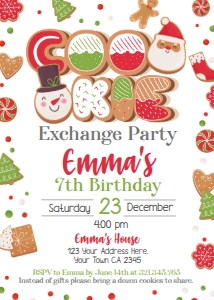 Invitation Cookie Exchange Birthday - www.printerfairy.com design preview
