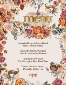 Pumpkin Fairies Menu - www.printerfairy.com design preview