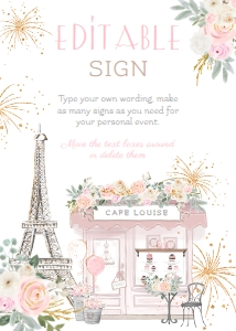 Paris Editable Sign 5x7 (white, pink) - www.printerfairy.com: Paris Editable Sign 5x7 (white, pink) - www.printerfairy.com