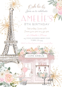 Paris All Ages Birthday Invitation (white, pink) - www.printerfairy.com design preview