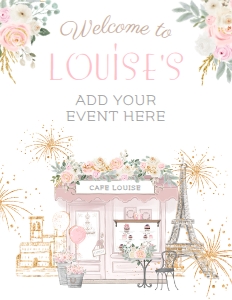 Paris Welcome Sign 8.5x11 (white, pink) - www.printerfairy.com design preview