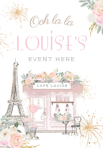 Paris Drink Pouch Label (white, pink) - www.printerfairy.com design preview