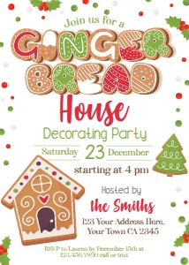Invitation Gingerbread Decorating Party - www.printerfairy.com design preview