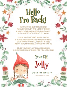 Christmas Elf Hello I'm Back Letter  - www.printerfairy.com design preview
