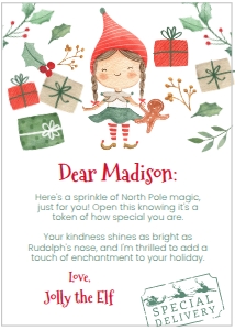 Elf Christmas Birthday Favor Tag Special Delivery  (2.5x3.5) - www.printerfairy.com design preview