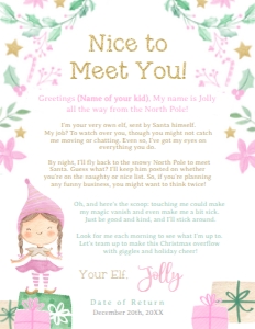 Christmas Elf Pink-Girl Nice to meet you - www.printerfairy.com design preview
