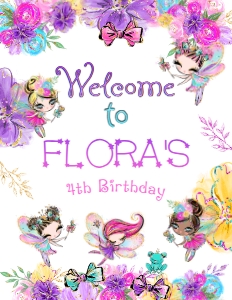 Fairies Welcome Sign (pink, gold) - www.printerfairy.com design preview