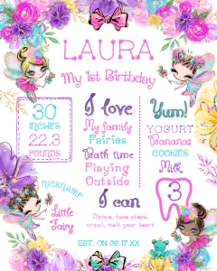 Fairies Board 1st year (pink, gold) - www.printerfairy.com design preview